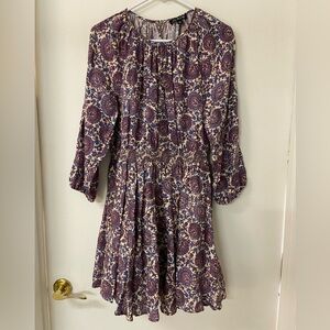 J. Crew Dress Size S Palermo Smocked Waist Dress In Floral Bouquet 100% Linen